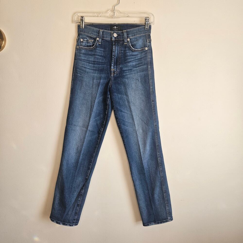 7 For All Mankind Jeans, High Waist, Cropped Straight, Sz 24